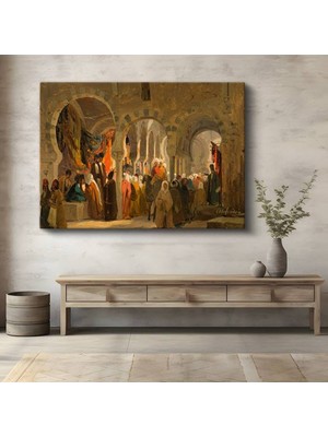 GülsenArt Alberto Pasini Doğu Çarşısı Oryantal Manzara Kanvas Tablo Duvar Tablosu Dekoratif Ressam Tablosu