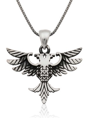 Gumush Gümüş Çift Başlı Kartal Erkek Kolye