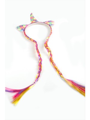 Fantastik Store Unicrn Renkli Kulaklı Örgülü Taç