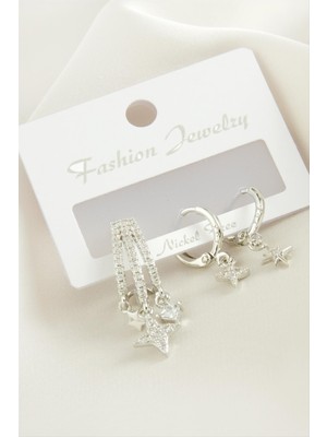 Fantastik Store 3 Adet Yıldız Zirkon Taşlı Küpe