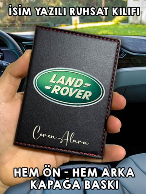 Nurdic Land Rover Ön Arka Baskılı Oto Araç Ruhsat Kabı Kartlık Deri Isim Yazılı Kişiye Özel Cüzdan
