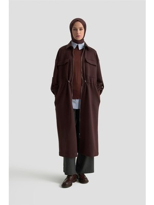 Armine Beli Büzgülü Örme Giyçık 25KD1504 Kahverengi