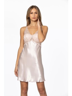 Beruflic Pierre Cardin 605 Bayan Saten Dantelli Gecelik