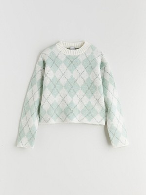 LC Waikiki Yeni Sezon Bisiklet Yaka Kız Çocuk Triko KAZAK_8684690152007