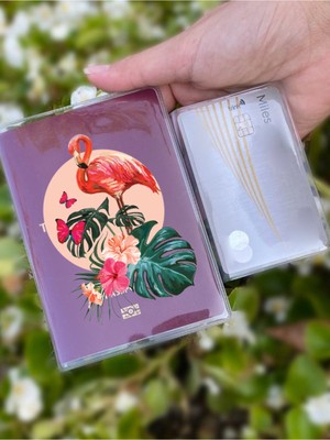 Nurdic Flamingo Desenli Universal Şeffaf Pasaport Kılıfı Model Tüm Ülke Pasaportlarına Uygun