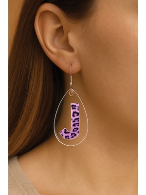 Nurdic Kadın Küpe Uv-Tasarım Süslü Kancalı Damla Küpe J Harfi Letter