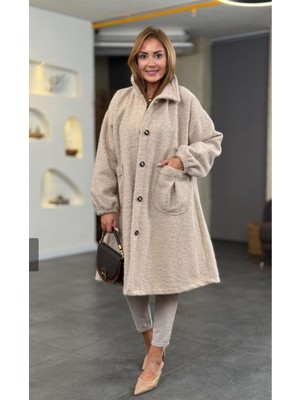 Düğmeli Klasik Dokulu Manto