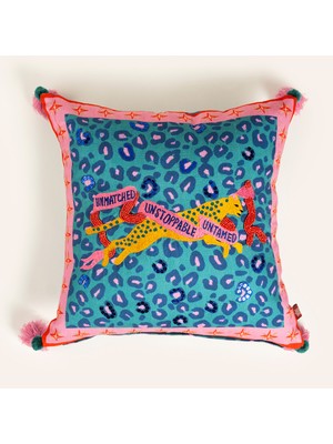 Zsa Zsa Zsu Ghunı Püsküllü Nakışlı Pamuk Dolgulu Kırlent 50x50 Cm Yeşil