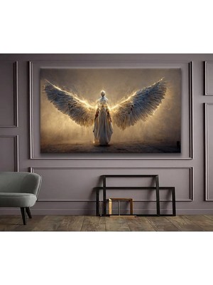 Altın Kanatlar ve Özgürlük Ruhu Hd Dijital Baskı Yatay Kanvas Tablo Yatak Odası Salon Dekoru