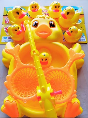 ÖZ OFİS Ördek Yakalama Oyunu 11 Parça Mıknatıslı Balık Olta Oyuncak Seti - Havuz Banyo Oyuncağı