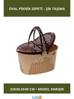 Letsii Rahat Kullanımlı Küçük Oval Piknik Sepeti