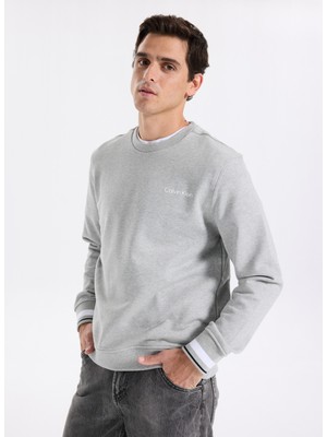 Calvin Klein Jeans Bisiklet Yaka Gri Erkek Sweatshırt LVGMF5W312P7A Sweat Top Pullover