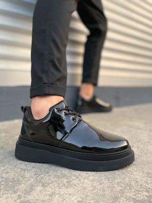 Joy Ayakkabı JY03 Luxor Bağcıklı Rugan Erkek Günlük Spor Klasik Ayakkabı Rst - Siyah