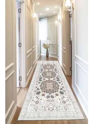 Bazaar Forum Pamuk Taban Dijital Baskı Kaymaz Tüy Dökmeyen Makinada Yıkanabilir Salon Halısı Mutfak Halısı