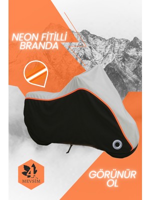 Autoen Turuncu Fitilli Vespa Sprınt S 125 Motosiklet Brandası-Gri-Siyah-(4mevsim)