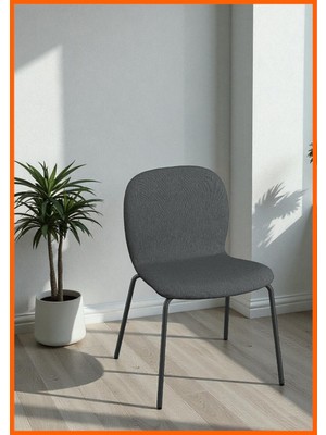Alony Home Döşemeli Çelik Sandalye Cırt Cırtlı Çıkarılabilir Kılıf Yumuşak Minder Dayanıklı Iskelet 80 cm Koyu Gri