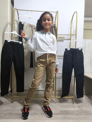 Şimo Butik Çocuk Kanvas Okul Pantolonu Siyah Lacivert Bej