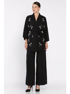 Gülseli Taşlı Kimono Pantolon Ikili Takım P-00017514