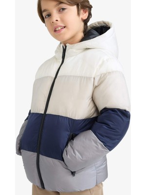 DeFacto Erkek Çocuk Su İtici Kapüşonlu Polar Astarlı Fermuarlı Şişme Mont E7381A825WN