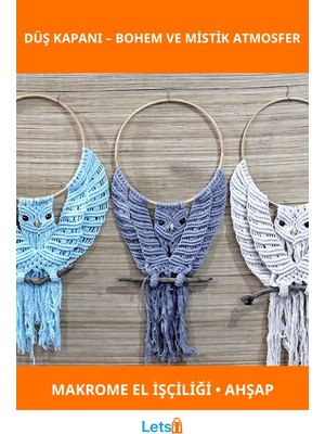 Letsii Baykuşlu Makrome El Işçiliği Bohem Düş Kapanı