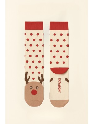 Unisex Geyikli Yılbaşı Soket Çorap