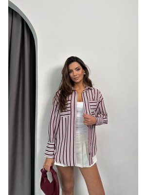 Nnstartshopping  Çizgili Gömlek - Bordo