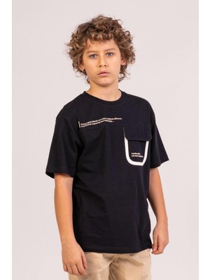 Mojo Bebek Mojo Erkek Çocuk 9-14 Yaş %100 Pamuk Baskılı T-Shirt 7699 Siyah