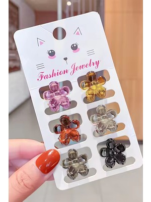 H&E Design Kadın 6'lı Mini Kare Mandal Toka Seti