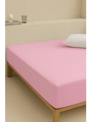 Nart Home Tek Kişilik Pamuklu Lastikli Çarşaf Pembe 100X200