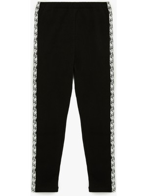 Koton Dantel Şerit Detaylı Beli Lastikli Pamuklu Tayt