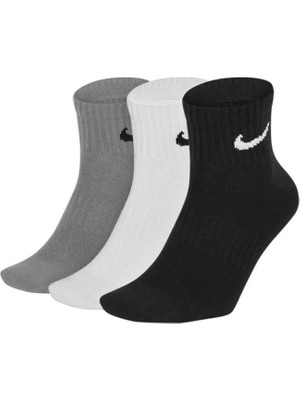 Nike Everday Dri-Fit  Unisex Çorap 3ppk Siyah Gri Beyaz