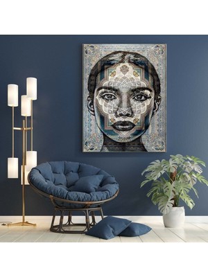 GülsenArt Hd Baskı Kanvas Tablo 1154 Yüz Temalı Vintage Bej 145 Hd Dijital Baskı Dikey Kanvas Tablo 24