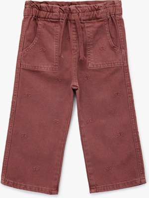 Koton Pamuklu Loose Fit Beli Bağcıklı Cepli Denim Pantolon