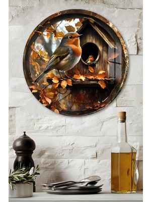 KutuTR 3D Görünümlü Temperli Cam Tablo – Kuş Yuvası Temalı Duvar Süsü Uv Baskı 33X33 CM-CDS072