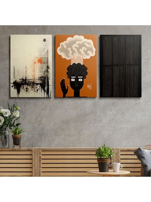 3'lü Set Kanvas Duvar Tablosu Hd Dijital Baskı Dikey Canvas Tablo Boho Klasik Modern Eu 180