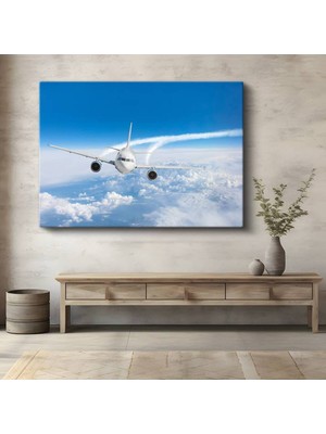 Airbus A320 Mavi Gökyüzü Kanvas Tablo Iz Bırakan Avrupa Havacılığı Tablo
