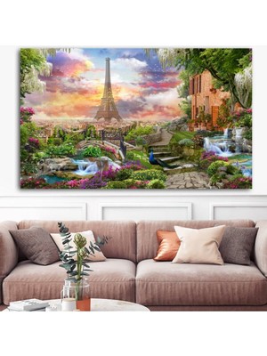 GülsenArt Extra Dev Boyut Dekoratif Paris Tasarım Hd Dijital Baskı Yatay Kanvas Tablo Ofis Dekoru