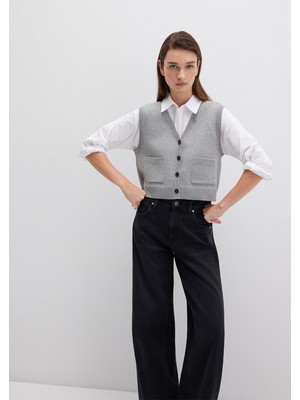 Mavi Gri Triko Yelek 1710783-83096