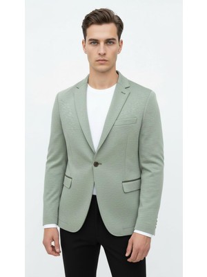 Plus Scorpion Haki Erkek Italyan Kesim Blazer Ceket – Kol Yamali, Slim Fit, Şık ve Modern Tasarım