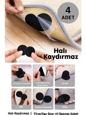 Snow Homs 4 Adet Halı Kilim Koltuk Örtüsü Kaydırmaz Sabitleyici Cırt Yıkanabilir Kendinden Yapışkanlı Cırt