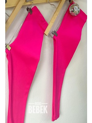Lovetti Kız Çocuk 5-8 Yaş Şardonlu Tayt Fuşya