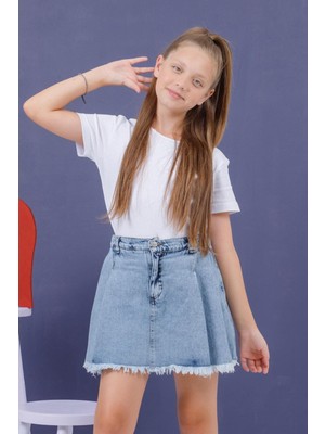 Dmb Mojo Kız Çocuk 9-14 Yaş Denim Şort Etek 0205 Kot Mavi