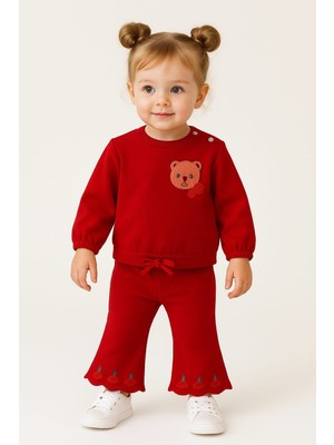 Gigi Giyim Kiraz Nakışlı Ispanyol Paça Kız Çocuk Takım