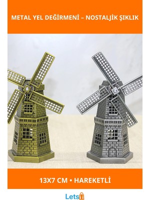 Letsii Metal Yel Değirmeni Zarif Dekoratif Figür 13X7 cm