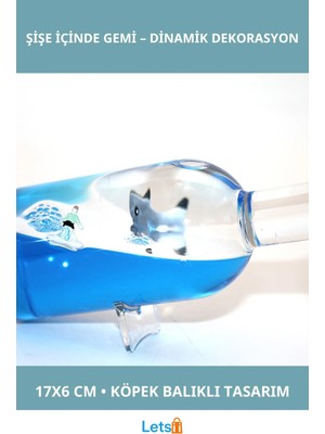 Letsii Şişe Içinde Batmayan Gemi Sörfçü ve Köpek Balığı Tasarımı Süslü Dekoratif Model