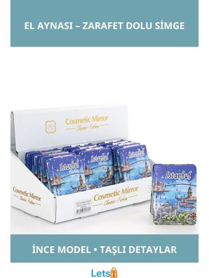 Letsii Taşlı Zarif Istanbul Tasarımı El Aynası Ince Model 25