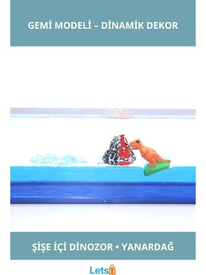 Letsii Estetik Dinozor ve Yanardağ Figürlü Batmayan Gemi Dekoratif Ürün
