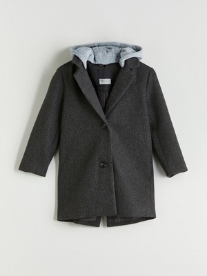 LC Waikiki Kız Çocuk Kapüşonlu Antrasit Kaşe Sweat Shirt Comfort Kesim Truvakar Kol