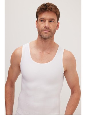 Tudors Erkek Süper Slim Fit Lastikli Beyaz Atlet Korse Extra Dar Kesim Özellikli Model