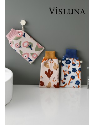 Visluna 2'li Mikrofiber Banyo Duş Kesesi Eldiveni Ölü Deri Temizleyici Içi Lif Dışı Kese Karışık Renk